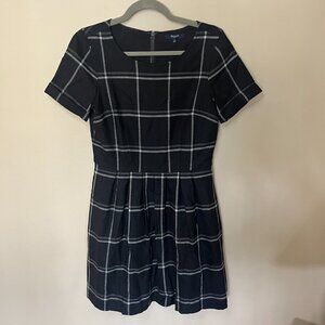 Madewell Women’s Twirl Dress Black Plaid Wool w/ Pockets | Size 2 | Retail $168